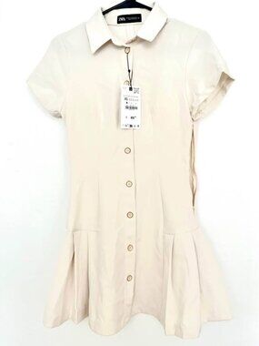 Zara short Sleeve mini shirt dress with collarSize XS (New with tag)